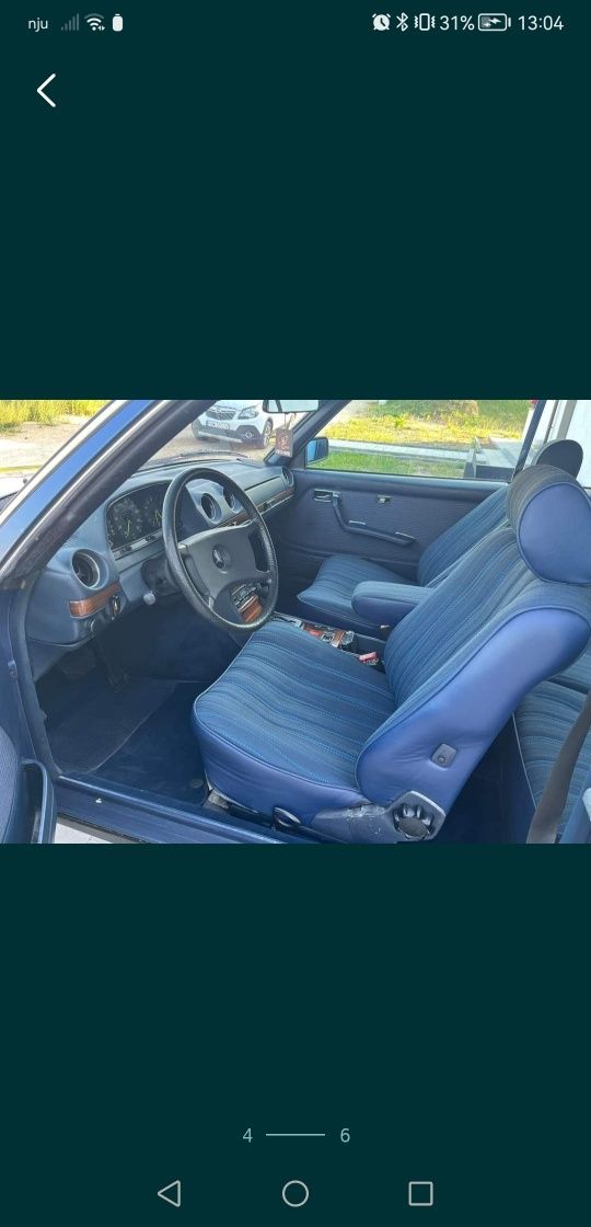 Samochód do sesji mercedes Niebieski coupe retro zabytek w123 beczka ś