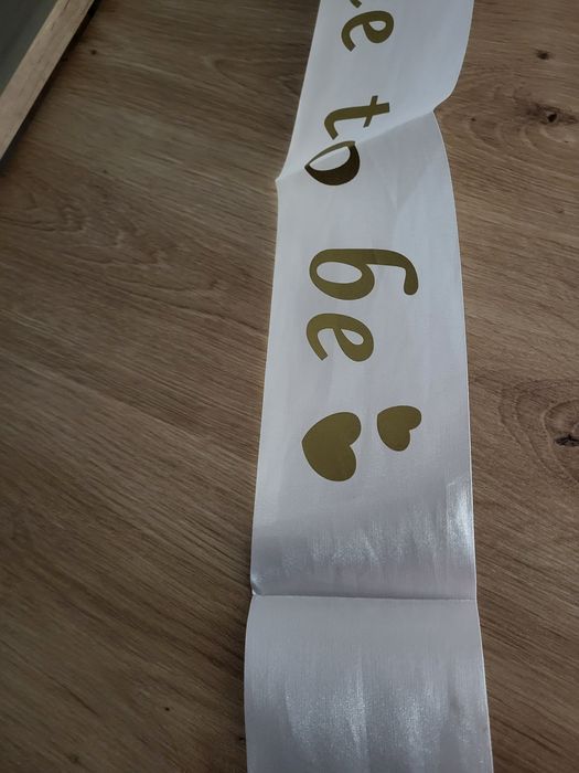 Biała szarfa bride to be szarfa na panieński złoty napis