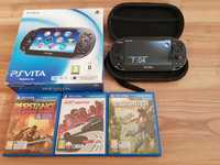 Konsola Sony PS Vita PCH-1104 z kartą 8 GB, etui, pudełko, 3 gry .