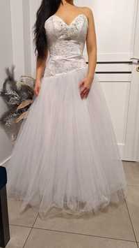 Suknia ślubna gorset, koronka princeska XS 34