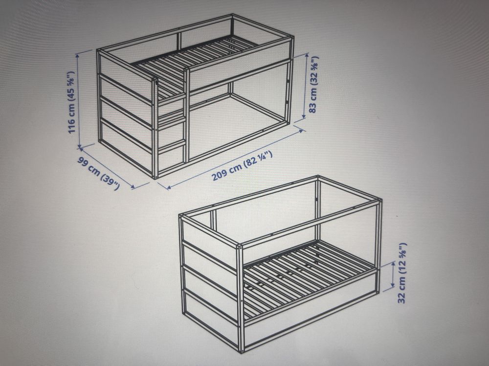 Łóżko dwustronne, pietrowe „KURA” Ikea