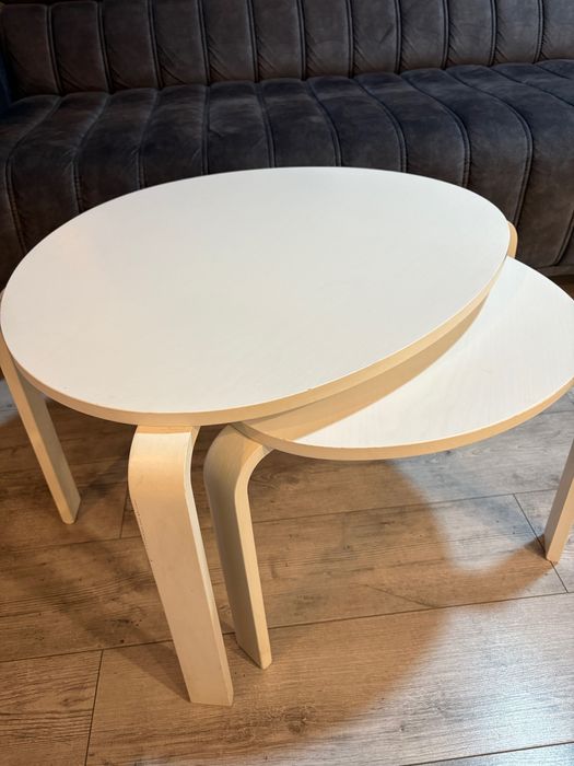 Nowoczesny komplet stolików 2w1 IKEA SVALSTA - Biel