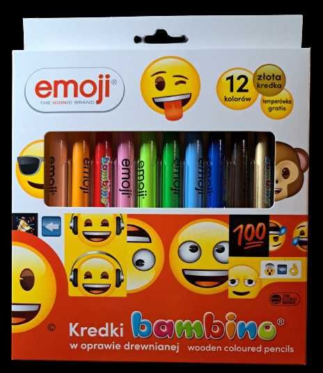 KREDKI BAMBINO EMOJI Emotki GRUBE 12szt Temperówka