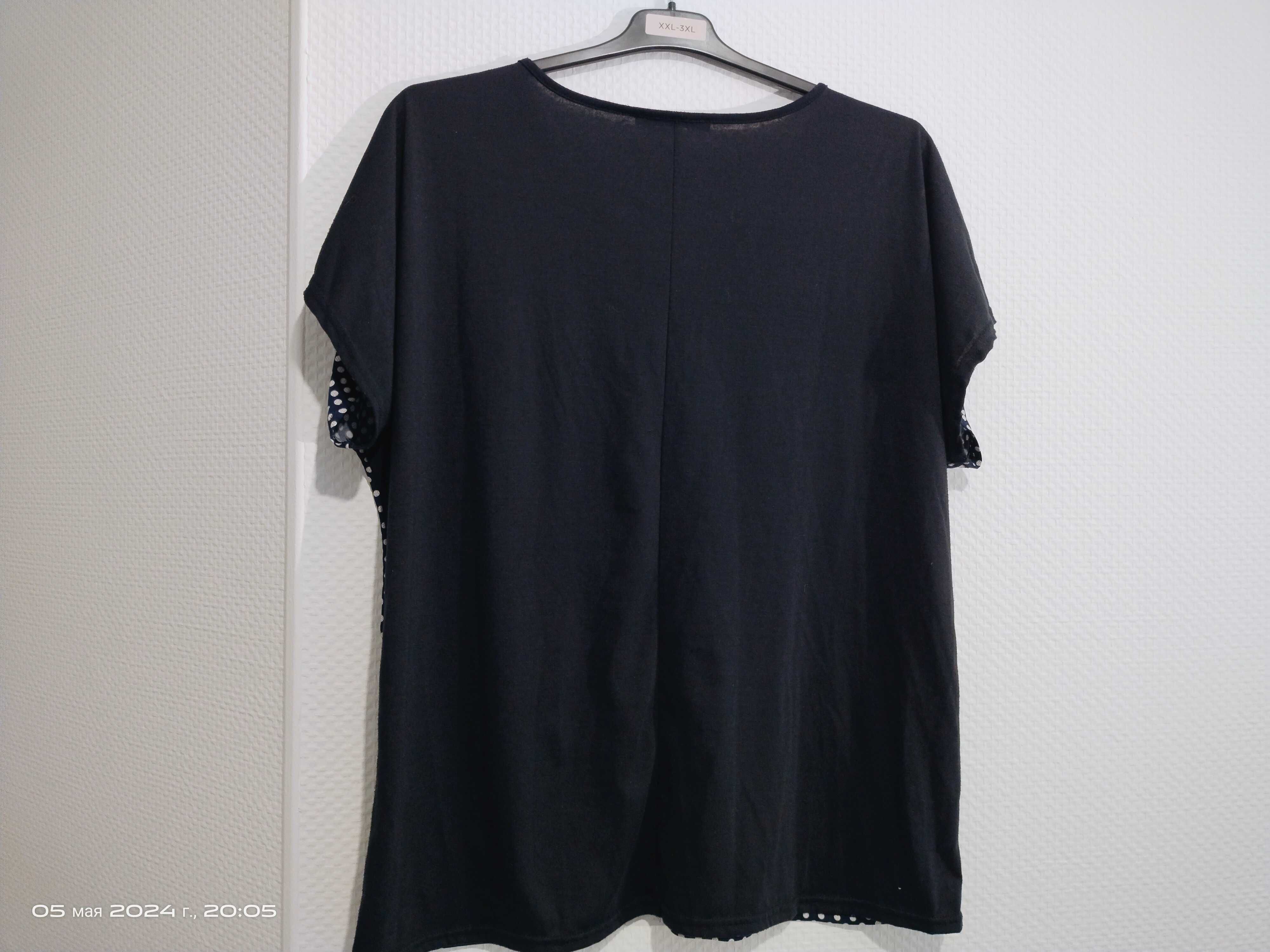 футболка блуза на молнии в горошек 56-58 большой размер