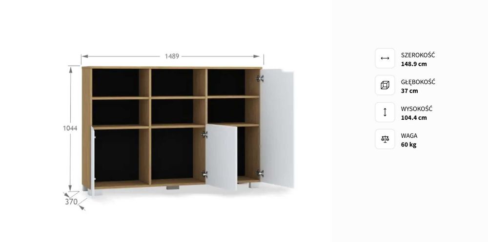 Zestaw mebli MEBLIK OAK Regał wysoki 100 x OAK + Regał niski 150 OAK