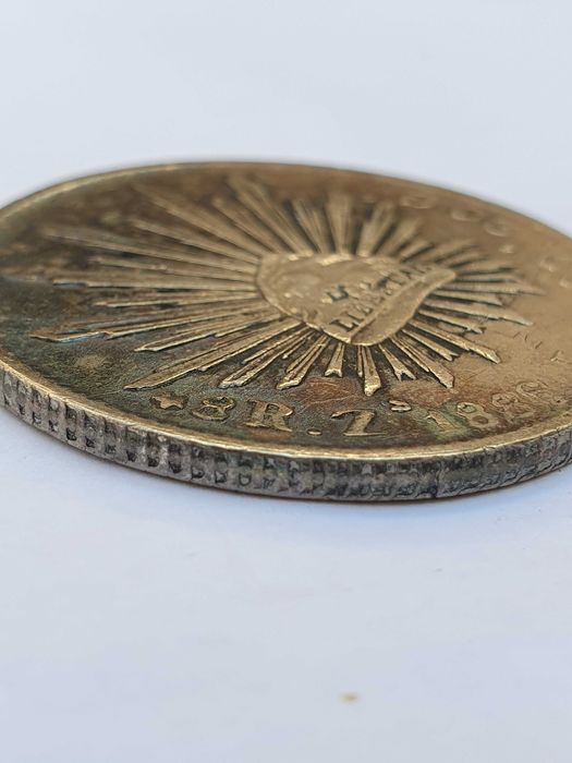 moeda histórica de coleção – 8 Reales da República Mexicana, 1886