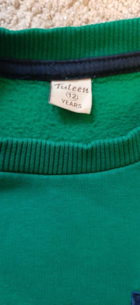 Bluza dla chłopaka 146/152 cm, zielona, ciepła, Tuleen