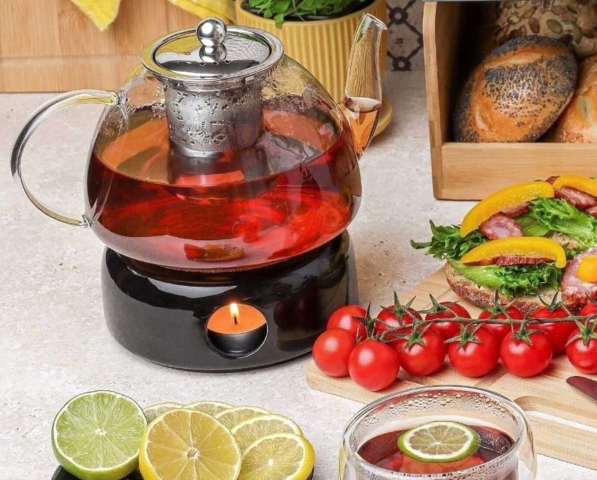 Zaparzacz do herbaty PODGRZEWANY 1.2L Dzbanek ELEGANCKI szklany jakość