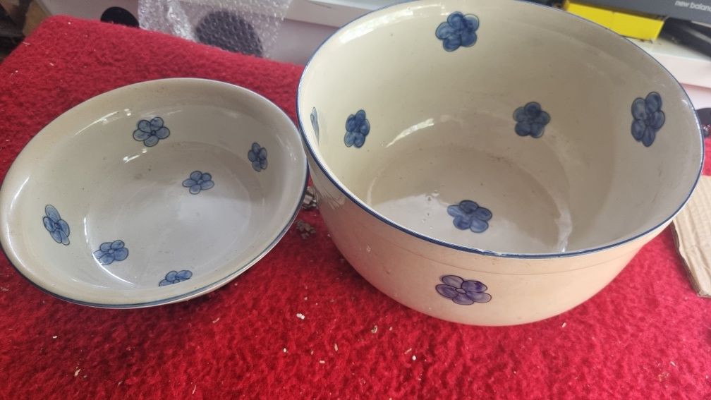 Dwie misy Stara wielka ceramiczna misa do wody mycia miska
