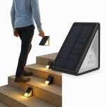 Zestaw 2 srebrnych lamp solarnych LED do ogrodu na schody taras ścieżk