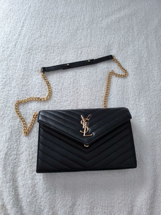 Kopertówka Ysl czarna skóra naturalna