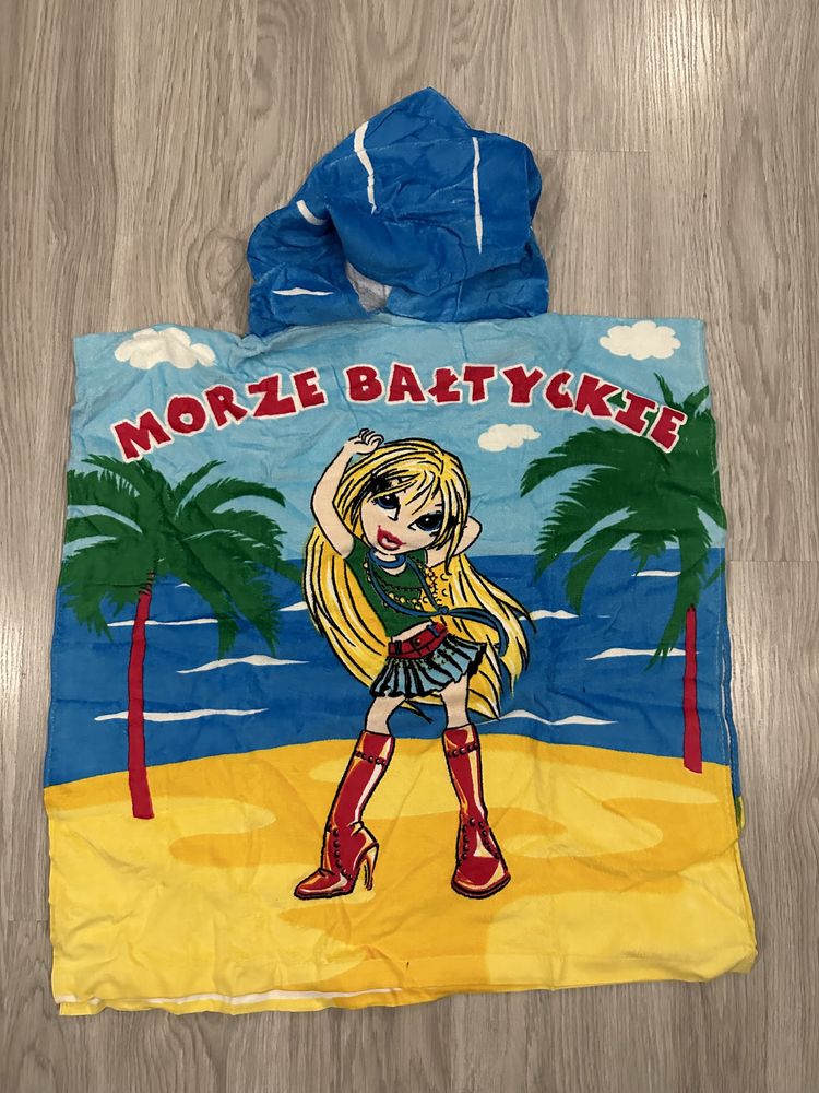 Ponczo dziecięce modelka z kapturem kąpielowo plażowe
