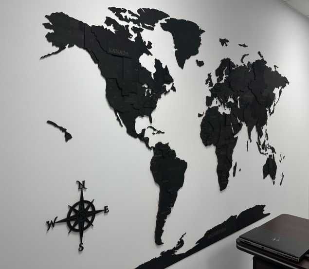 Mapa Świata 3D 276x165cm, 3 kolory, pomysł na prezent