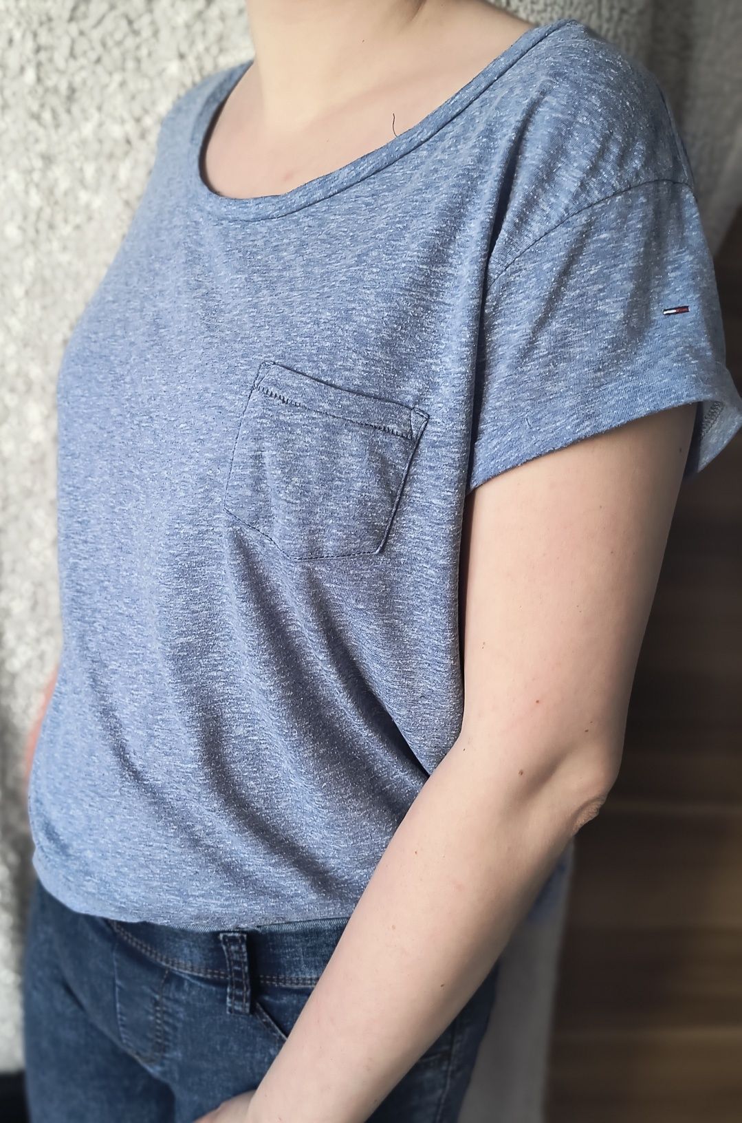 Tommy Hilfiger koszulka damska t-shirt krótki rękaw niebieski melanż