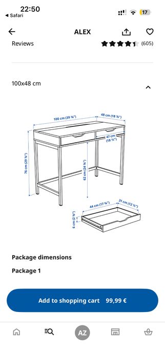Desk IKEA ALEX in good condition