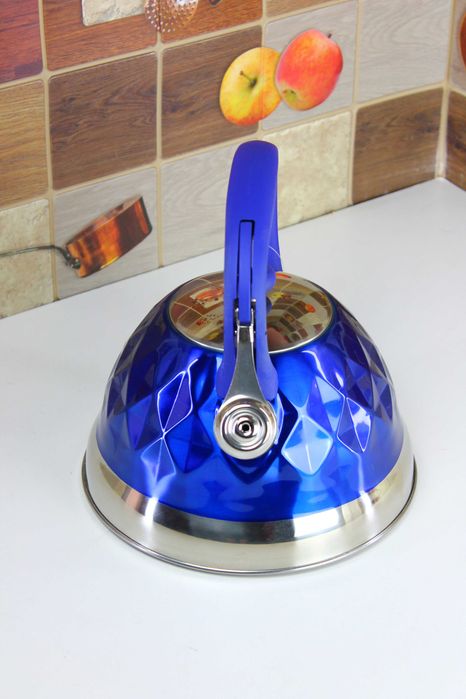 Czajnik 3L na gaz z Gwizdkiem – niebieski, Stal Nierdzewna, Indukcja