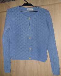 Sweterek kardigan H&M niebieski bawełniany bawełna 110 116