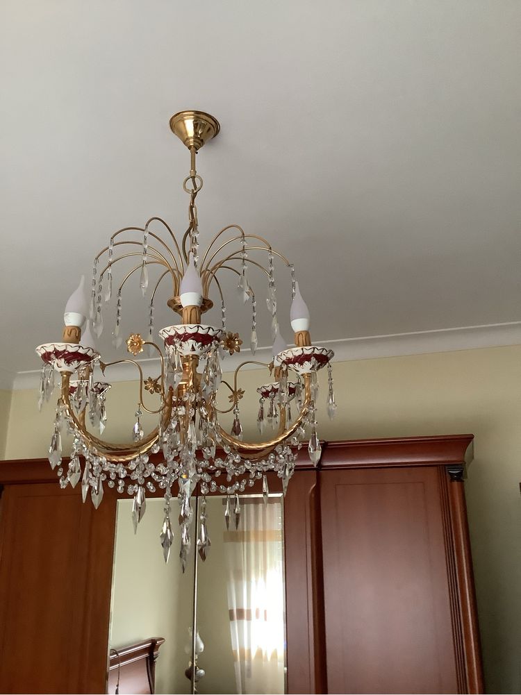 Candeeiro em cristal com louca de limoges