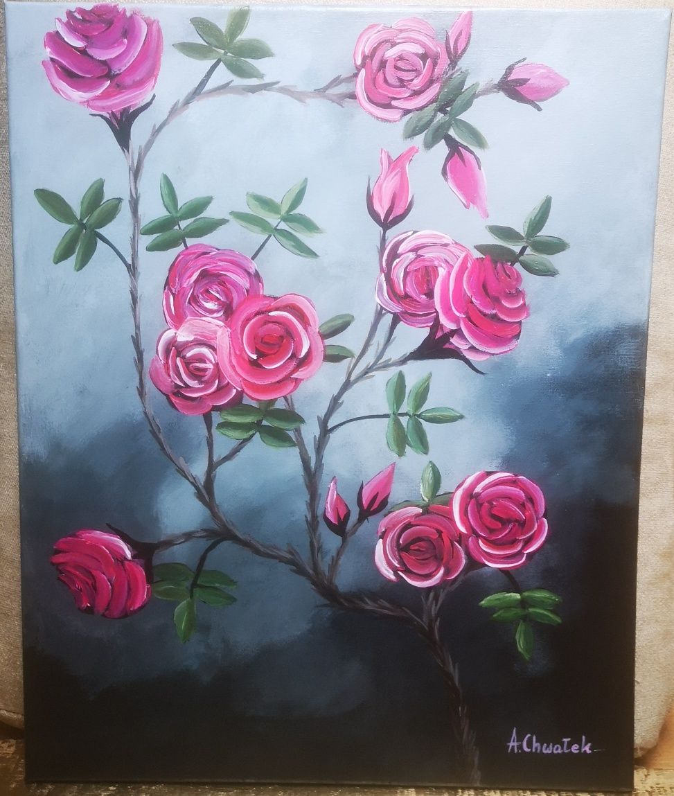Obraz akryl 40 x 50 cm kwiaty róże dekoracje