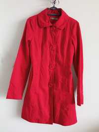 Jesienny płaszczyk płaszcz kurtka czerwony S 36 dłuższy prosty klasycz