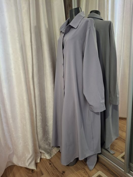 Лавандовое платье рубашка большого размера