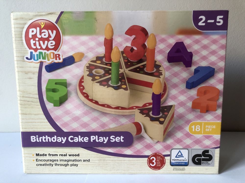 Playtive junior drewniany tort urodzinowy, Zestaw 18 elementów