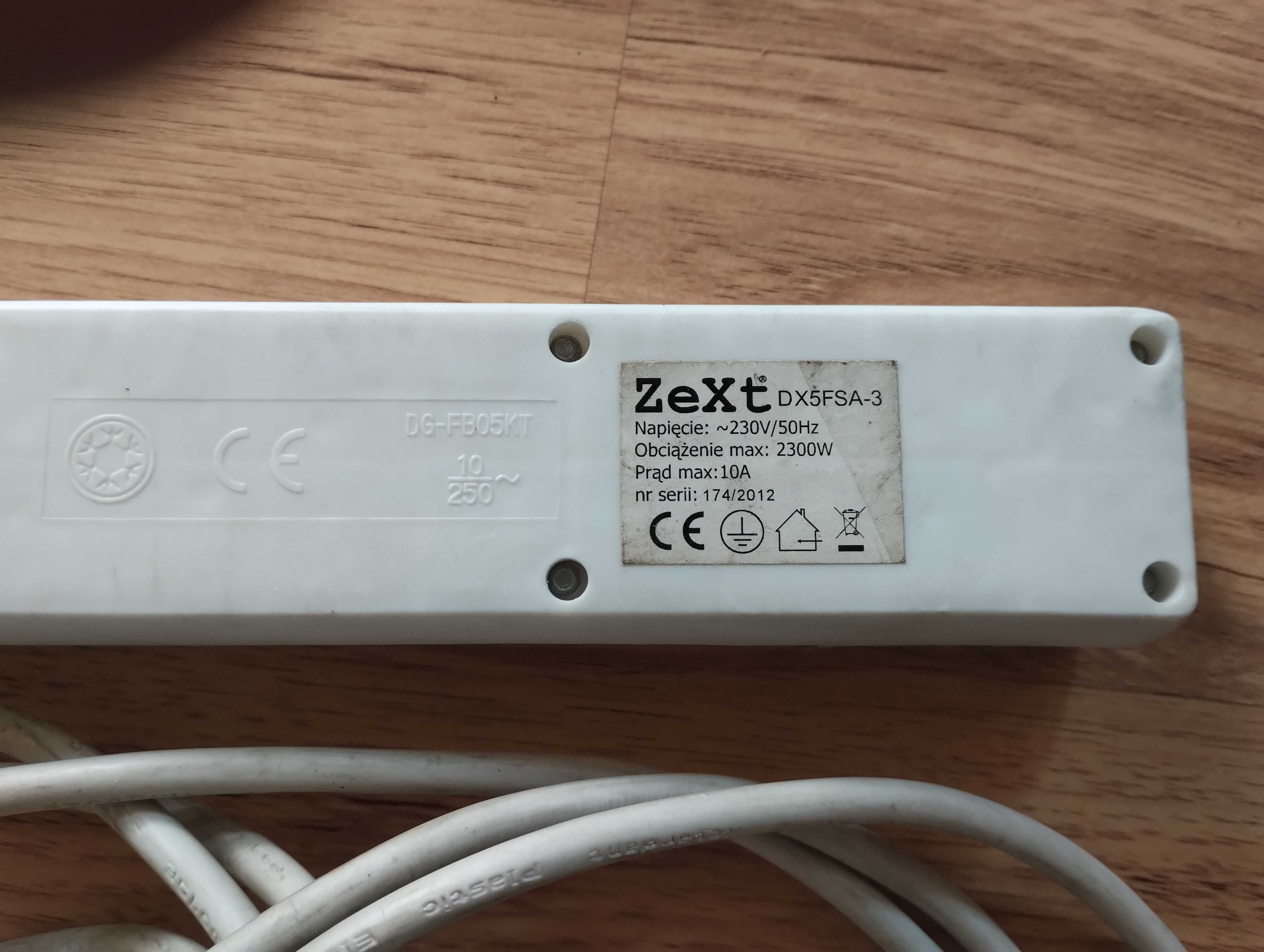 Listwa zasilająca przedłużacz sieci. 5 gniazd 3 m Zext DX5FSA-3 Okazja