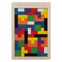 Układanka Drewniana Logiczna Puzzle Drewniane Klocki Tetris 40E