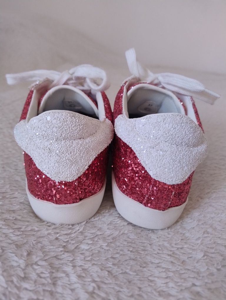 37 Moschino Love buty brokat różowe srebrne