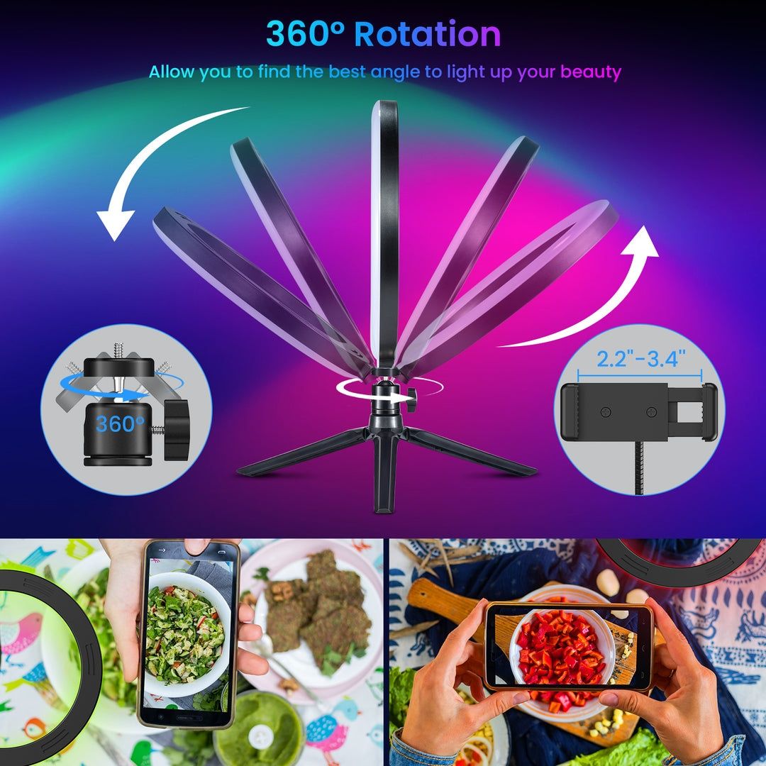 Anel de iluminação ring light victsing 26cm rgb comando NOVO