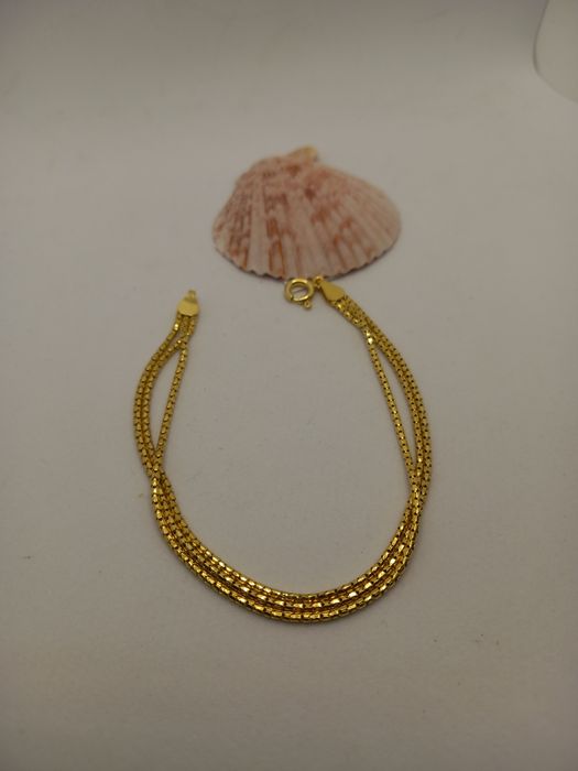 Srebrna pozłacana bransoletka, próba 925, długość 19 cm