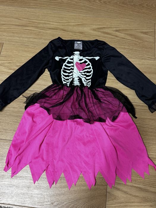 Sukienka 116 122 halloween szkielet strój karnawałowy
