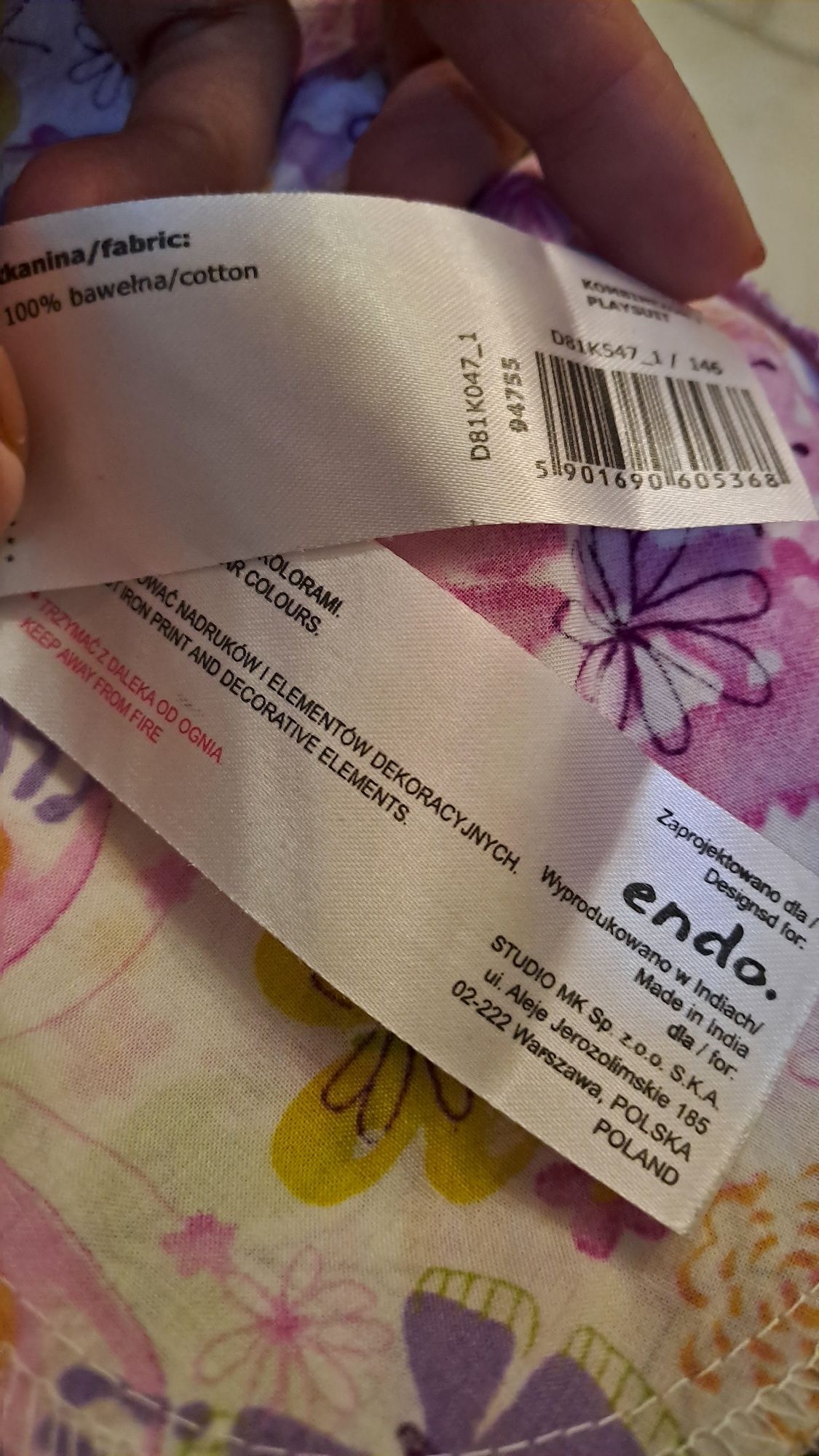 Kombinezonik letni, dziewczęcy, Endo, 146, z kieszeniami w boku