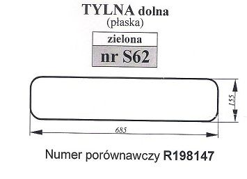 John Deere - szyba tylna dolna S 62