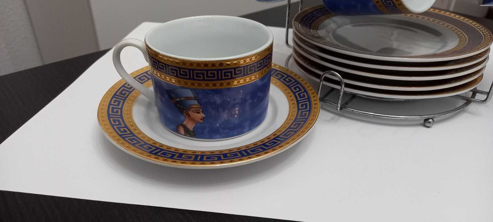 Чайный набор на металлической подставке Нефертити 13 предметов фарфор