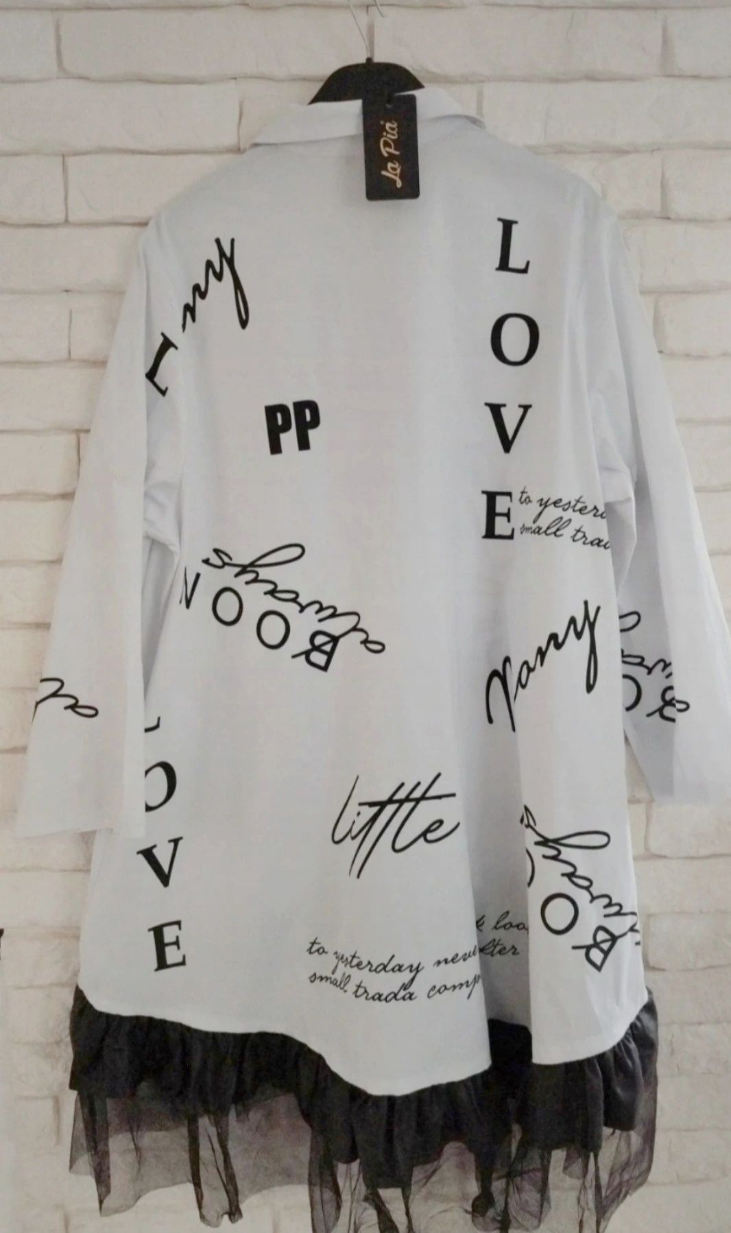 Koszulowa tunika tiul falbanki plus size xxxl 48 50