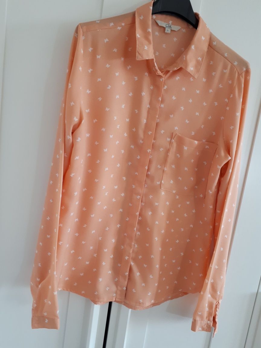 Koszula damska S pomarańczowa, lososiowa, pastelowa morelowa