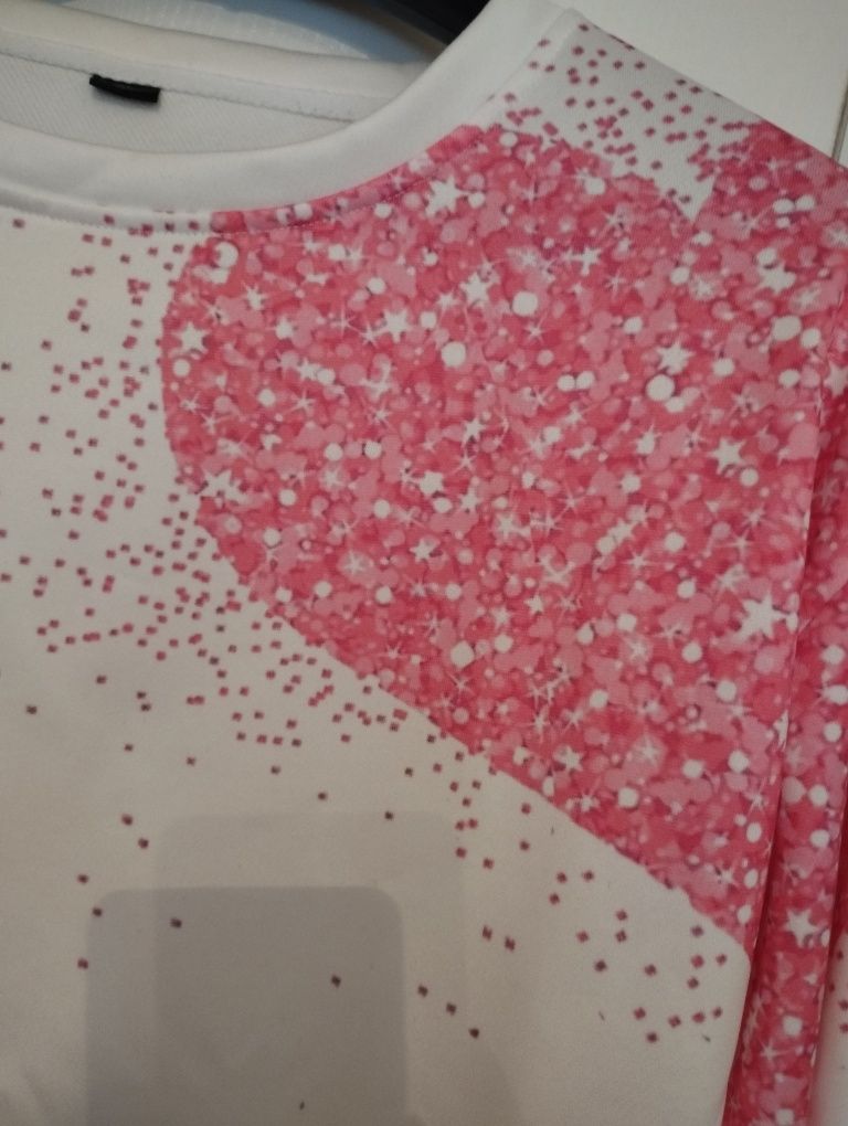 Camisola branca com detalhes rosa -  XL- Nova
