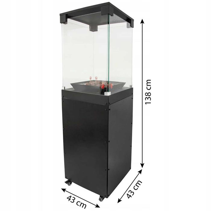 Ogrzewacz Tarasowy Gazowy Kominek Lava Rocks 8kW Czarny