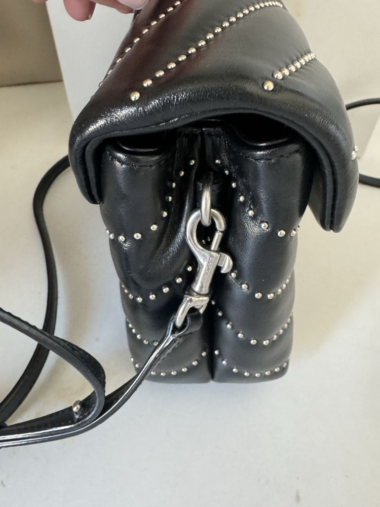 Oryginalna Pouch Bag Mono czarna torebka skórzana srebrne Logo + pasek
