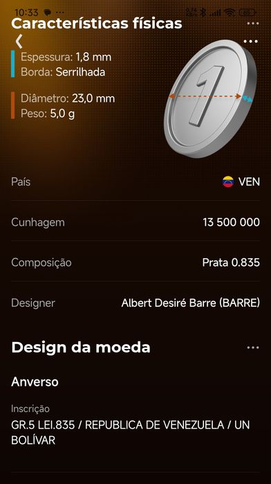Duas Moedas antigas de Venezuela