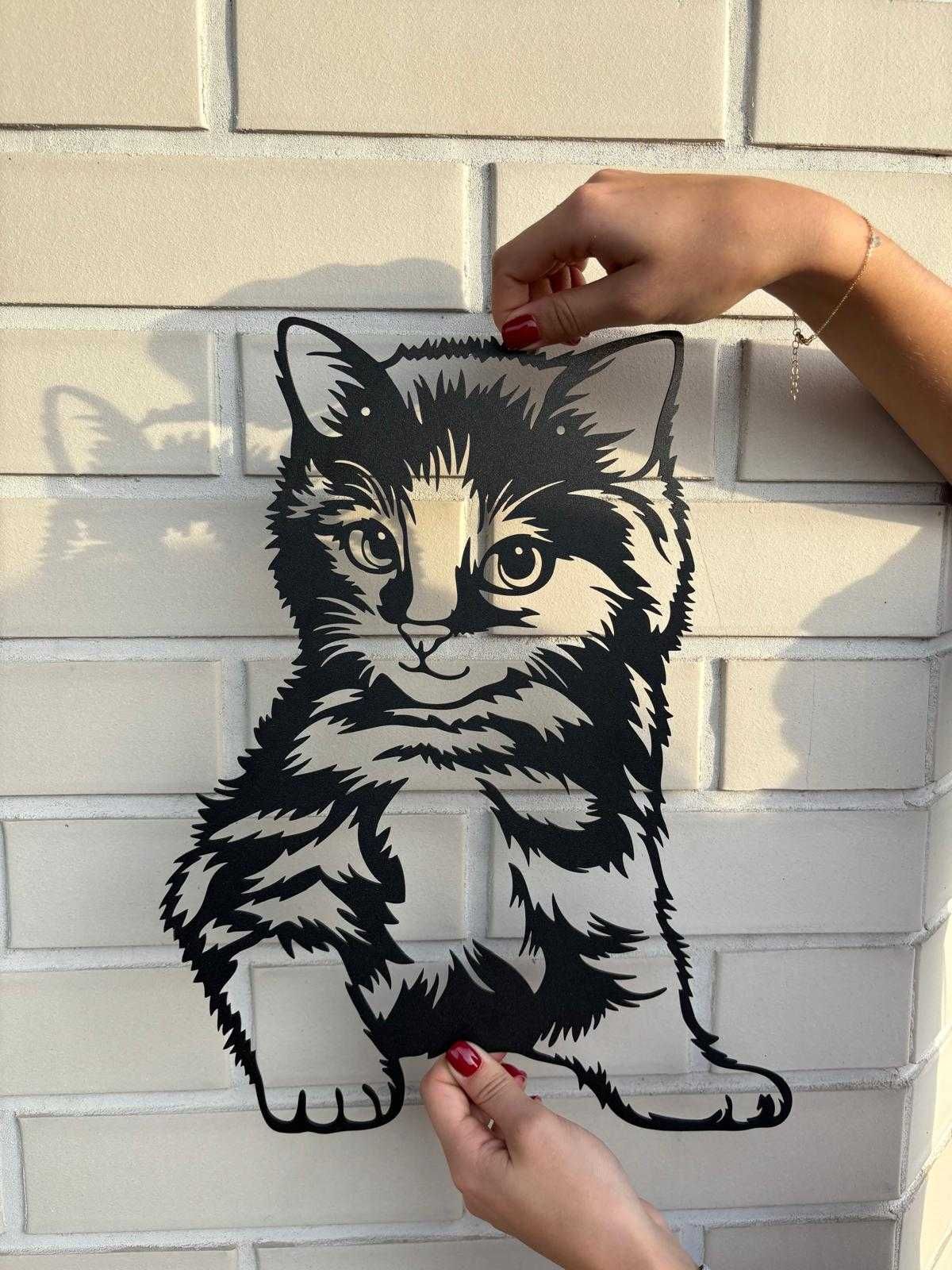 Metalowa Dekoracja Kot na ścianę