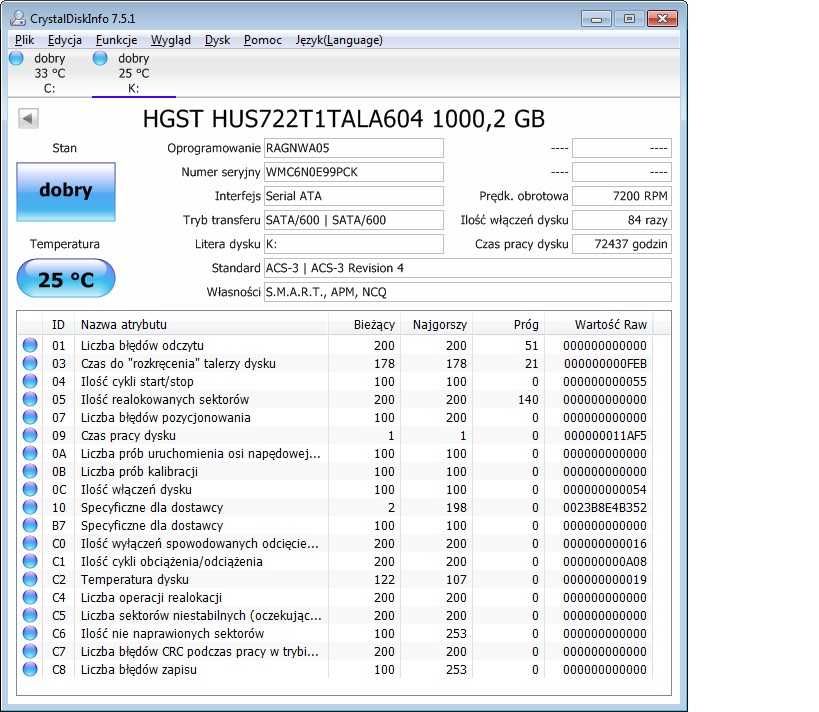 Dysk HGST WD Ultrastar 7K2 DC 1TB 3.5 HDD SATA III 7200RPM 24/7 Serwer