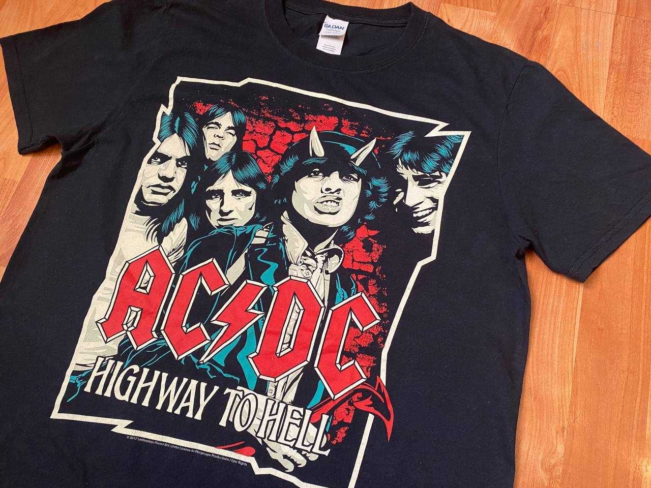 Мужская чоловіча рок футболка, рок мерч Gildan AC/DC Highway To Hell