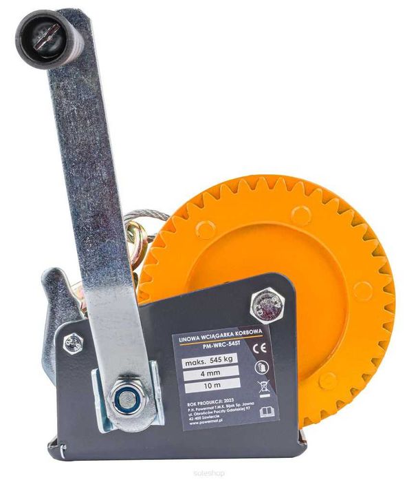 POWERMAT Linowa Wciągarka Wyciągarka Korbowa Ręczna 545kg 10m PM1267