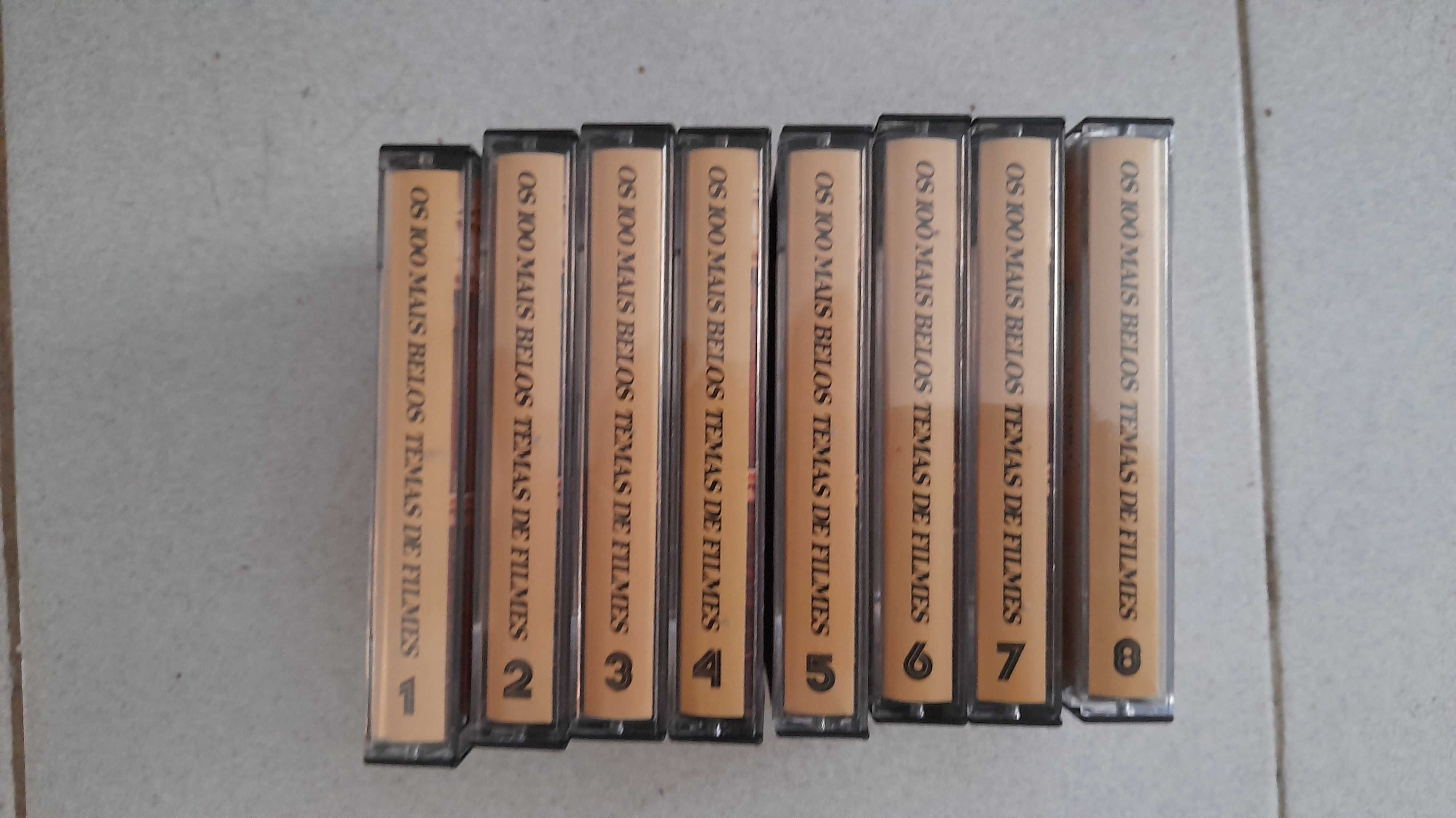 Conjunto de 8 Cassetes Antigas Os 100 Mais Belos Temas Filmes