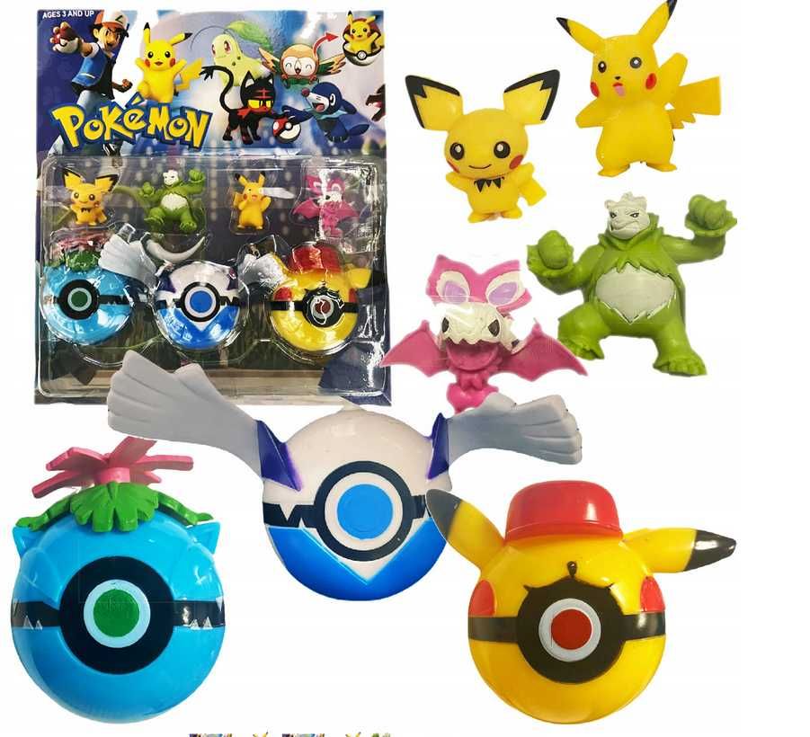 Figurki POKEMON GO zestaw figurek 7w1 POKEBALLE Pokeball