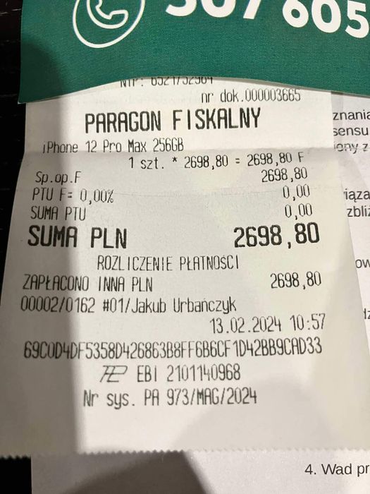 Iphone 12 PRO MAX z gwarancją - brak faceID