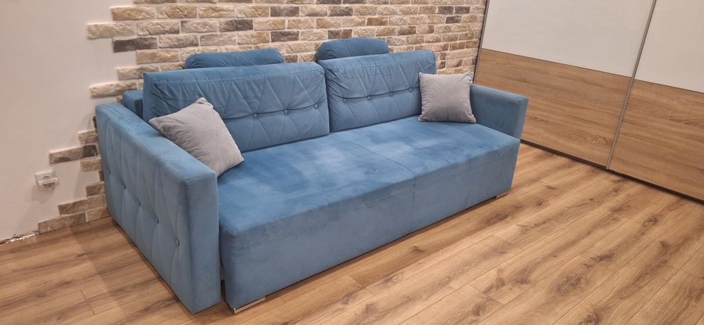 Sofa turkusowa z funkcją spania AGATA Meble