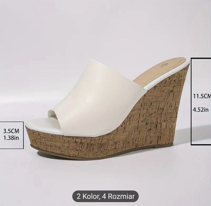 Eleganckie Klapki na koturnie 40